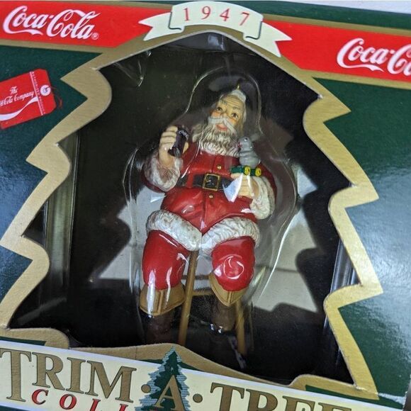 Coca-Cola Trim A Tree Collection Santa On Stool Circa 1947 Christmas Ornament - Picture 2 of 8
